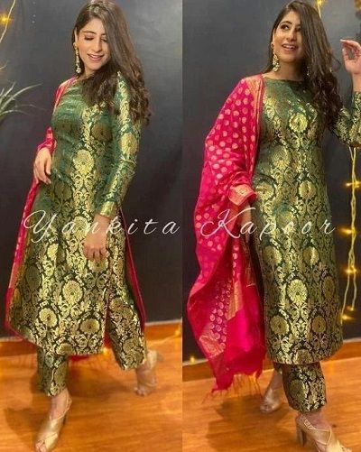 Banarsi Suit Design, Brocade Dupatta, Brocade Kurta, Brocade Pants, Suits For Women Indian, Suit Dupatta, Kurta Pants, Chanderi Dupatta, Be Design