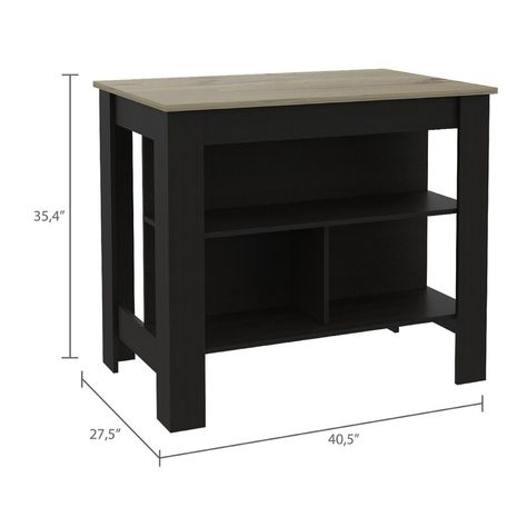 Latitude Run® Charlieann Kitchen Island & Reviews | Wayfair Nashville Apartment, Painted Kitchen Island, Brooklyn Kitchen, Casual Kitchen, Black Pine, Wood Kitchen Island, Pots Pans, Display Shelf, Kitchen Paint