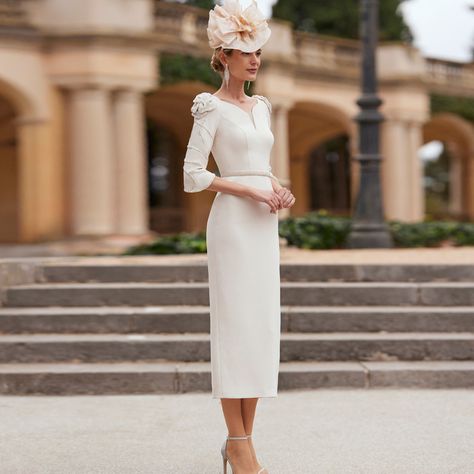 Elegant Midi Evening Dresses, Midi Evening Dress, Elegant Cocktail Dress, Bride And Groom Outfit, Beaded Ankle, Ankle Length Dress, Groom Outfit, Beige Dresses, Mother Of The Bride Dress