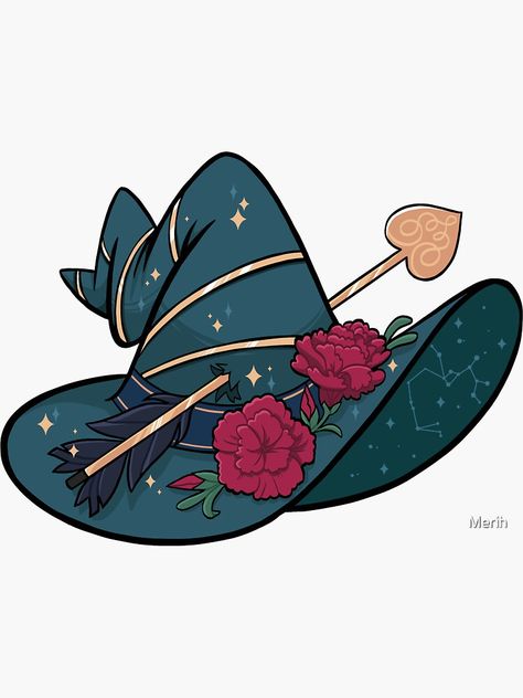 "Sagittarius Witch Hat" Sticker for Sale by Merih | Redbubble Sagittarius Witch, Elegant Drawings, Witch Drawing, Zodiac Killer, Arte Monster High, Witch Tattoo, Beautiful Witch, Spooky Tattoos, Zodiac Art