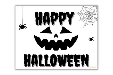 Snag these free Happy Halloween printables for cute front door decor on Halloween night. The printable signs are a great way to add a... Happy Halloween Sign Printables, Halloween Templates Free Printable, Cute Front Door, Happy Halloween Sign, Free Poster Printables, Happy Halloween Signs, Halloween Templates, Halloween Sign, Templates Printable Free