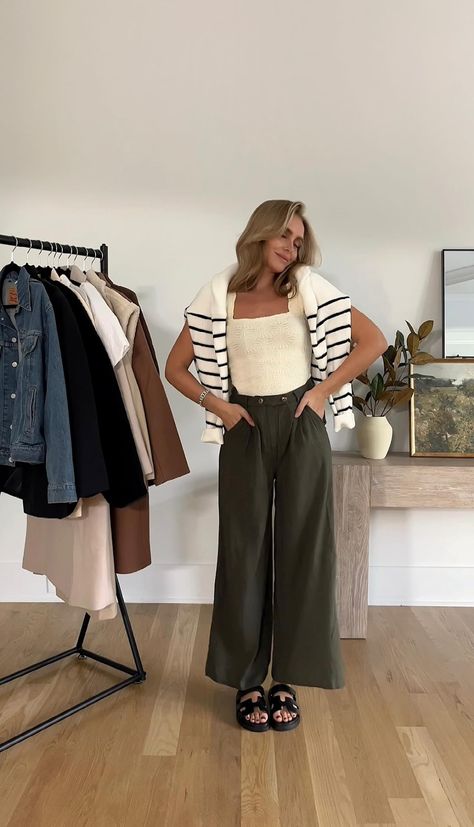 what.alexa.wore's Amazon Page Styling Wide Leg Trousers, Therapist Outfit, Inverted Triangle Outfits, Spring Business Casual, Teacher Fits, Chunky Gold Hoop Earrings, Business Casual Outfit, Teaching Outfits, Business Casual Outfits For Work