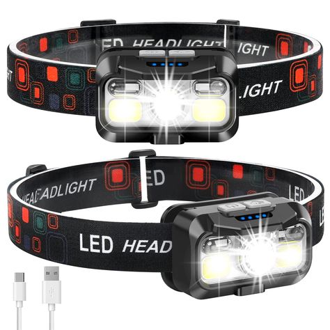 Headlamp Rechargeable, MIOISY 2Pack LED Head Lamp Outdoor with White Red Lights, 1200 Lumen Super Bright Head Flashlight, 8 M Head Flashlight, Rechargeable Headlamp, Turn The Lights Off, Battery Powered Light, Red Lights, Lamp Outdoor, Head Lamp, Led Headlamp, Head Light