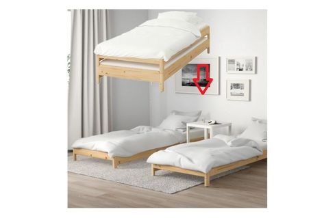 Ikea Utaker Stackable bed / 2 pack pine ,80x200cm without mattress | Trade Me Marketplace Ikea Utaker, Ikea Utåker, Stackable Bed, Spare Bed, Bed Stand, Bed Twin, Low Bed, Twin Beds, Bed Base