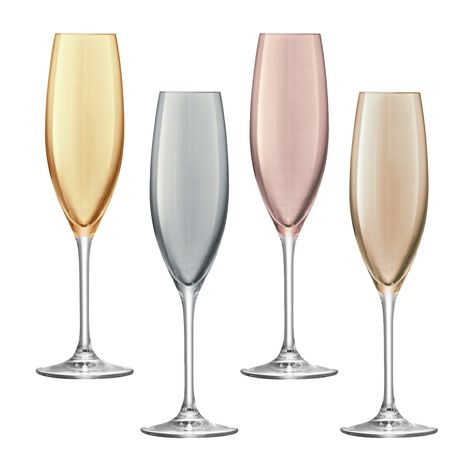 LSA International Polka Champagne Flute 225ml Metallics Assorted X 4 Glass - Metallics LSA International. Chevron Tile, Hand Painted Glassware, Champagne Flute Set, Painting Glassware, Metallic Luster, Flute Glass, Pink Houses, Champagne Glasses, Champagne Flutes