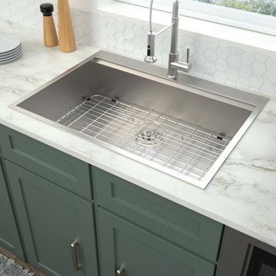 Kitchen Sink Ideas Stainless Steel, Overmount Kitchen Sink, Drop In Farmhouse Sink, Kitchen Sink Options, Overmount Sink, Ledge Kitchen Sinks, Single Sink Kitchen, Topmount Sink, Top Mount Kitchen Sink