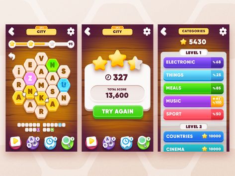 Word Game Design by Selim Özkök | Dribbble Hyper Casual Game, Puzzle Game Ui, Puzzle Game App, Block Puzzle Game, Bubble Mix, Game Gui, Logic Games, Game Interface, Game Ui Design