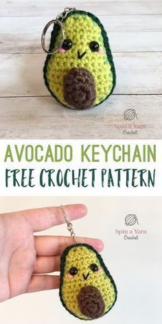 Crochet Keyrings, Avocado Keychain, Stitch Crafts, Quarantine Activities, Keychain Patterns, Amigurumi Keychain, Keychain Pattern, Debbie Macomber, Crochet Keychain Pattern