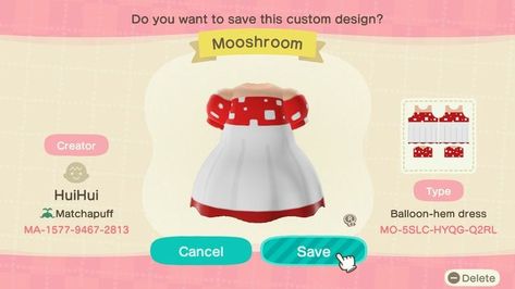 Acnh Balloon Hem Dress Designs, Acnh Cottagecore, Hem Dress, Animal Crossing, Custom Design, Balloons, The Creator, Design