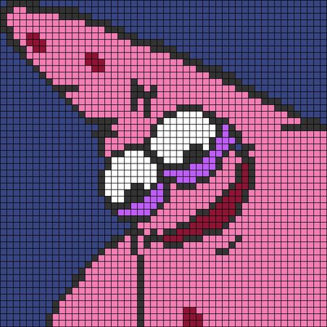 Alpha Patterns Cartoon, Spongebob Pixel Art Grid, Mothman Pixel Art, Alpha Patterns Anime, Cartoon Pixel Art, Funny Pixel Art, Patrick Star Spongebob, Spongebob Meme, Crochet Grid