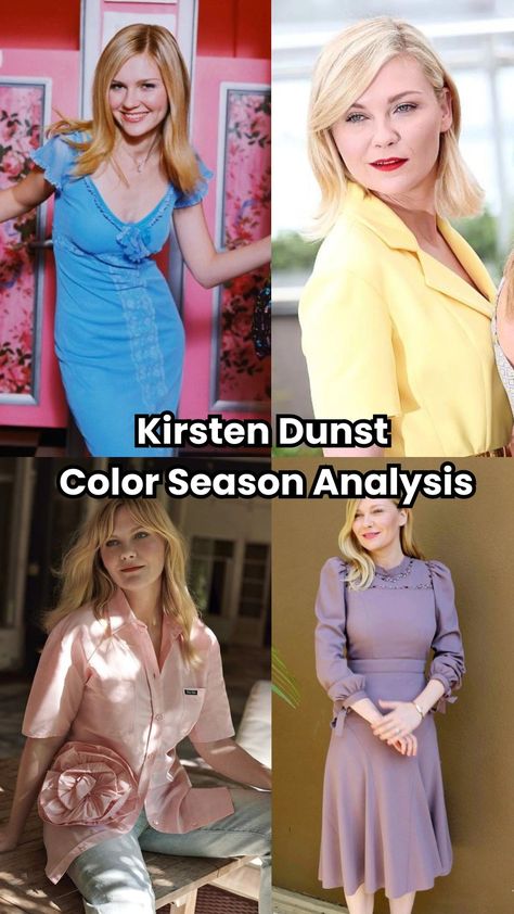 Is Kirsten Dunst a Light Summer Color Season? Discover how her features align with this palette. Enhance your look with expert tips. Light Summer Celebrities, Summer Color Season, Color Season Analysis, Season Analysis, Light Summer Color Palette, Body Shape Guide, Colour Psychology, Light Blue Eyes, Makeup Shades