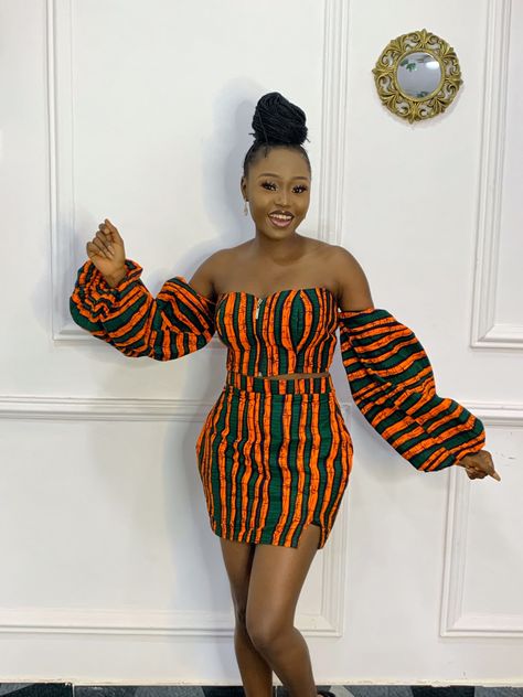 African prints / Ankara style Simple Short Ankara Dresses, Ankara Mini Skirt, Type Of Sleeves, Mini Skirt And Crop Top, African Maxi Dress Ankara, Short Ankara Dresses, Stylish Naija, Long African Dresses, African Print Dress Ankara