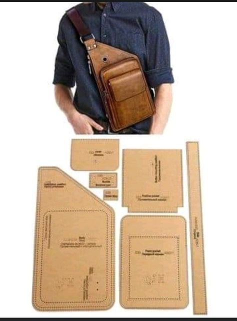 Handmade Leather Bag Pattern, Simple Leather Bag, Leather Handbag Patterns, Messenger Bag Patterns, Diy Leather Projects, Leather Wallet Pattern, Leather Craft Patterns, Leather Bag Pattern, Diy Leather Bag