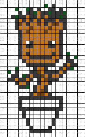 pixel art groot : +31 Idées et designs pour vous inspirer en images Guardians Of The Galaxy Perler Beads, Groot Perler, Cartoon Pixel Art, Mini Cross Stitch Patterns, Image Pixel Art, Pixel Art Minecraft, Modele Pixel Art, Pixel Art Templates, Perler Bead Designs