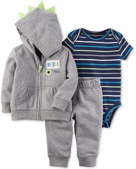 Carter's 3-Pc. Hoodie, Jogger Pants & Bodysuit Cotton Set, Baby Boys  #babyboy #babyclothes #affiliate #babystyle #babyclothes Baby Boy Cardigan, Baby Boy Jackets, Striped Bodysuit, Carters Baby Boys, Cotton Bodysuit, Carters Baby, Boys Hoodies, Baby Sets, Kids Jacket