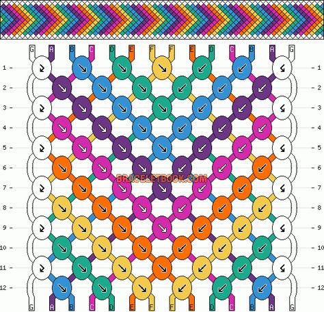 Normal Friendship Bracelet Pattern #2105 - BraceletBook.com Embroidery Floss Bracelets, Floss Bracelets, String Bracelet Patterns, Friendship Bracelet Patterns Easy, Cute Friendship Bracelets, Yarn Bracelets, Diy Bracelets Tutorials, Embroidery Bracelets, Friendship Bracelets Tutorial