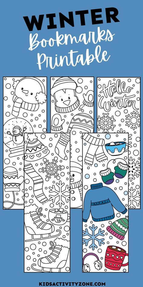 Check out these adorable and free Winter Bookmarks Printable! They're a fun and quiet activity for kids during the winter. Just print them, let the kids color them in, and they're all set for their reading adventures! Winter Lacing Cards Printable Free, Winter Coloring Bookmarks, Winter Bookmarks For Kids Free Printable, Winter Printables Free For Kids, Winter Cards For Kids, Winter Bookmarks, Coloring Bookmarks Free, Winter Printables Free, Kids Chapter Books