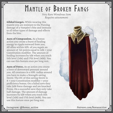 Tim on Instagram: “Happy monday everyone :) here’s another cloak for your vampire slaying adventurer. I got to admit that I was inspired by Castlevania’s…” Dnd Cloak Item, Dnd Magic Cloak, Dnd Magic Armor, Magical Equipment, Dnd Desert, Torso Armor, Homebrew Items, Magic Armor, Dnd Stats