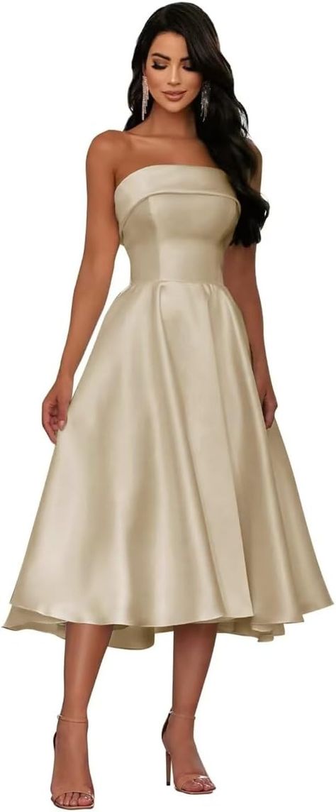 Amazon.com: generic White A Line Homecoming Gowns for Ladies 2024 Tea Length Backless Evening Party Gowns Waist Pleated Satin Formal Dress US16 : Clothing, Shoes & Jewelry Bridesmaid Dresses 2024, Gowns For Ladies, Satin Formal Dress, Evening Party Gowns, Satin Bridesmaid Dresses, Ladies Gown, Dresses 2024, Formal Dresses For Women, Party Gowns