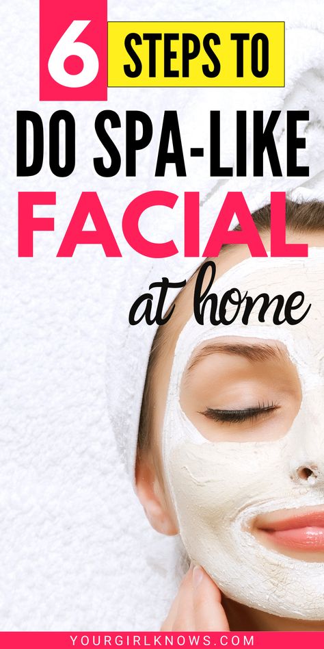 Can't afford to get professional facials? Don't worry and try an at home spa facial and stay in your budget! A nice facial care on a busy day is all you need. This step by step guide will show you how to do a DIY at home facial to get an instant glowing skin in minutes! | skincareroutine | skincaretips | skincare | facial | facialcleanser | facialmasksdiy | diyfacemask | Face Clean Up At Home, Home Spa Facial, Facial Steps At Home, Beauty Treatments Spa, Home Facial Treatments, How To Do Facial, Glowing Skin Overnight, At Home Facial, Facial At Home