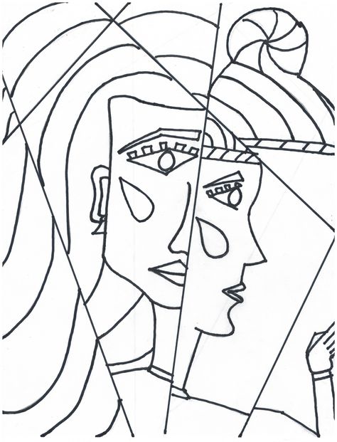 Pablo Picasso Style Cubist Portrait - Art Tutorial. Picasso’s Cubism revolutionized different forms of 20th century European Art. Let us understand what is cubism. Step by step written and video tutorial to learn how to make Picasso style Cubist Portrait. Coloring sheets and tracing sheets available on eatwritecreate.com Cubist Drawing, Pablo Picasso Cubism, Cubist Portraits, Picasso Artwork, Picasso Cubism, Picasso Drawing, Cubist Movement, Pablo Picasso Art, Portrait Tutorial