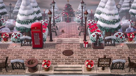 Acnh Christmas Entrance Designs, Acnh Christmas Entrance Ideas, Acnh Winter Island Villagers, Acnh Christmas Entrance, Acnh Winter Island Entrance, Acnh Christmas Island, Animal Crossing Christmas Ideas, Christmas Acnh, Christmas Room Ideas