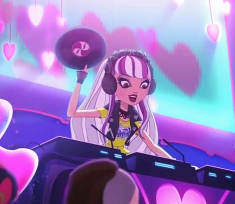 Melody Piper deejays true hearts day Melody Piper, Ever After High Rebels, Hearts Day, My Happy Ending, Fairy Tail Characters, Raven Queen, Apple White, Heart Day, Red Hood