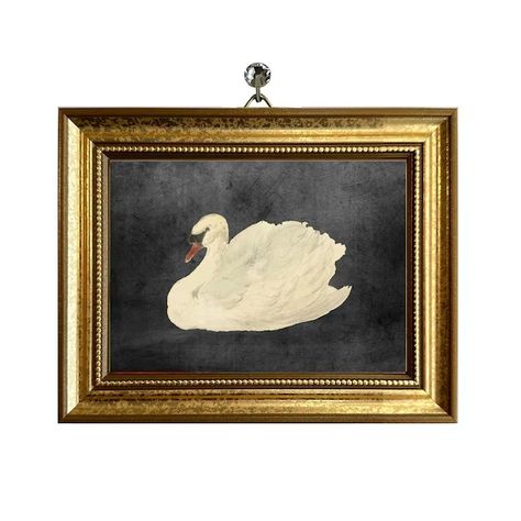 GoldFrameVintageArt - Etsy Angel Wall Decor, Swan Bird, Tator Tots, Antique Wall Decor, Oil Painting Frames, Swan Print, Sailboat Art, Wall Decor Vintage, Vintage Art Print