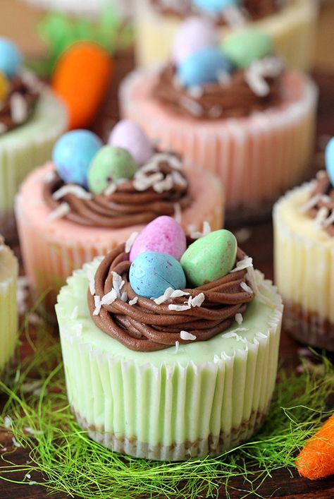 Easter Mini Cheesecakes, Mini Easter Desserts, Peeps Recipes, Cheesecake Popsicles, Easter Cheesecake, Easter Egg Candy, Mini Cheesecake Recipes, Refreshing Beverages, Easter Desserts