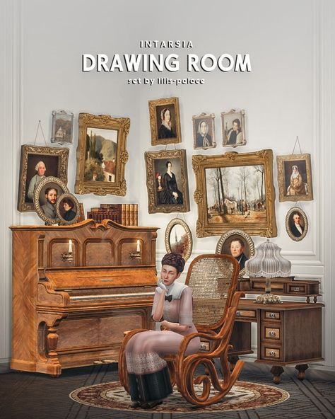 🪑⭐ INTARSIA - Drawing Room Set | Patreon Drawing Room Paint, Drawing Room Setting, Los Sims 4 Mods, Sims 4 Hair Male, Sims 4 Decades Challenge, Sims Stories, Muebles Sims 4 Cc, Royal Furniture, Free Sims