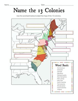 History Teacher Classroom, The 13 Colonies, 5th Grade Worksheets, 13 Colonies, Map Worksheets, Free Preschool Worksheets, Learning To Read, Printables Free Kids, Social Studies Lesson