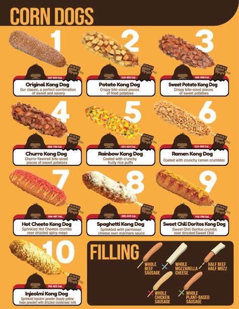 Kong Dog | Somerville, MA - Kongdog Diy Korean Corn Dog, Fast Food Ideas Restaurants, Corndogs Korean, Corn Dog Recipe, Korean Corn Dog, Waffle Cone Recipe, Korean Corn, Corndog Recipe, Mini Corn Dogs