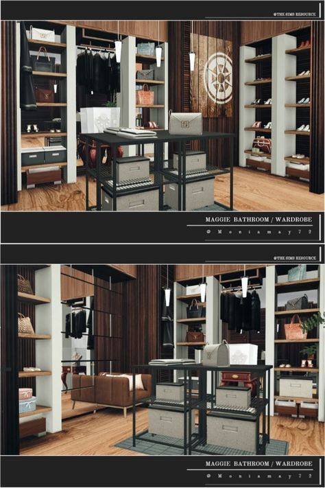 Sims 4 Custom Furniture, Sims 4 Cc Walk In Wardrobe, Sims Dressing Room, Sims 4 Decor Cc Set, Maxis Match Sims 4 Cc Bathroom, Sims 4 Wardrobe Furniture, Cc Sims 4 Furniture Kitchen, Sims Closet Cc, Sims 4 Cc Luxe Furniture