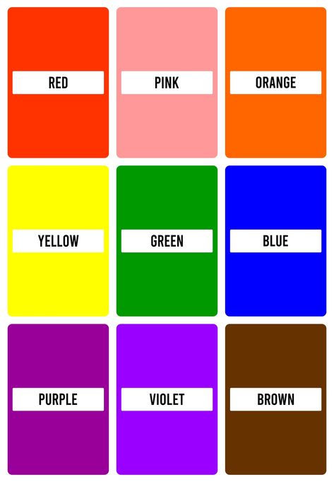 Preschool Color Flash Cards Printable