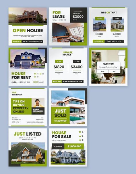 10 Best Real Estate Instagram Post Templates - ksioks Real Estate Instagram Posts, Real Estate Instagram Post, Social Media Campaign Design, Real Estate Banner, Inmobiliaria Ideas, Real Estate Instagram, Instagram Branding Design, Real Estate Marketing Design, Real Estate Ads