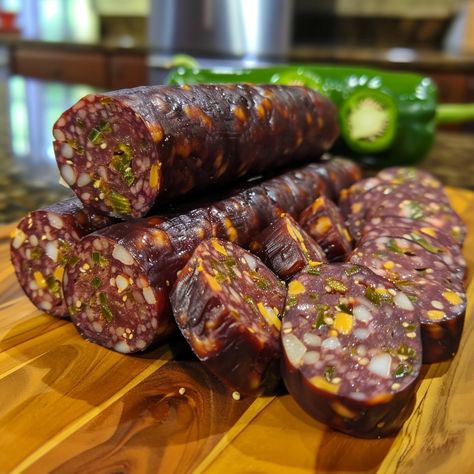 🌶️ Enjoy the spicy and savory delight of Venison Jalapeño Cheddar Summer Sausage! 🧀✨ #VenisonSausage #FlavorfulBites Venison Jalapeño Cheddar Summer Sausage Ingredients: Ground venison (2 lbs) Ground pork (1 lb) Cheddar cheese, diced (1 cup) Jalapeños, minced (1/4 cup) Garlic powder (1 tsp) Onion powder (1 tsp) Mustard seeds (1 tbsp) Black pepper (1 tsp) Curing salt (1/4 tsp) Salt (1 tbsp) Brown sugar (1 tbsp) Ice water (1/2 cup) Instructions: In a large bowl, combine ground venison, grou... Venison Processing, Snack Stick Recipe, Summer Sausage Recipes, Meat Curing, Gourmet Sausage, Curing Salt, Sausage Ingredients, Ground Venison, Summer Sausage