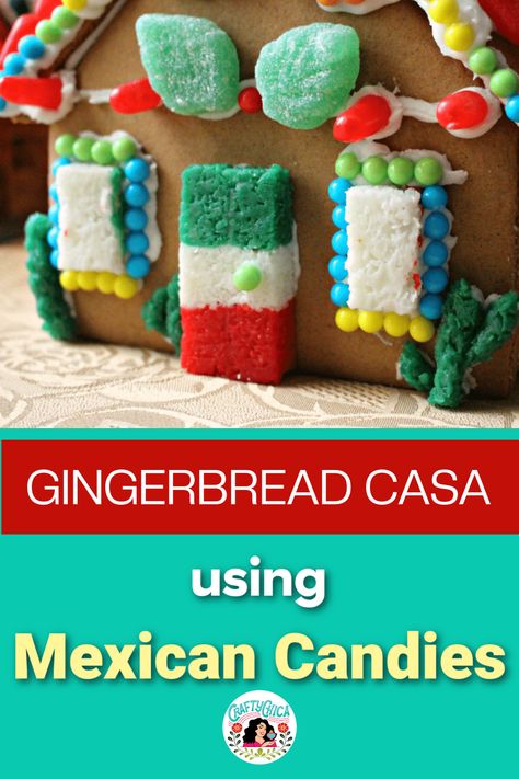 How to use Mexican candies to create a gingerbread casa for this holiday season! Click through for the directions! Mexican Gingerbread House, Themed Gingerbread House Ideas, Themed Gingerbread House, Candy Gingerbread House, Mexican Candies, Gingerbread Contest, Gingerbread House Ideas, Mexican Cake, Mexican Candy