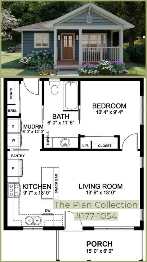 Attached Guest House, Guest House Plans, Plan Chalet, Small Cottage House Plans, Small Cottage Homes, A Small House, Small House Floor Plans, Tiny House Floor Plans, Sims House Plans