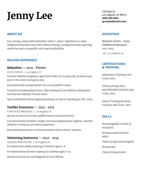 Babysitting Resume, Lpn Resume, Babysitter Resume, Description Ideas, Project Manager Resume, Babysitting Fun, Sample Resume Templates, Babysitting Jobs, Driver Job