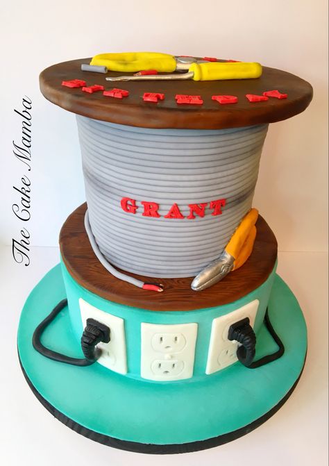 Electrical Cake Ideas, Electrician Retirement Party Ideas, Fondant Tools, Realistic Cakes, 50th Cake, Graduation Party Diy, Small Cake, Cakes For Men, Retirement Parties