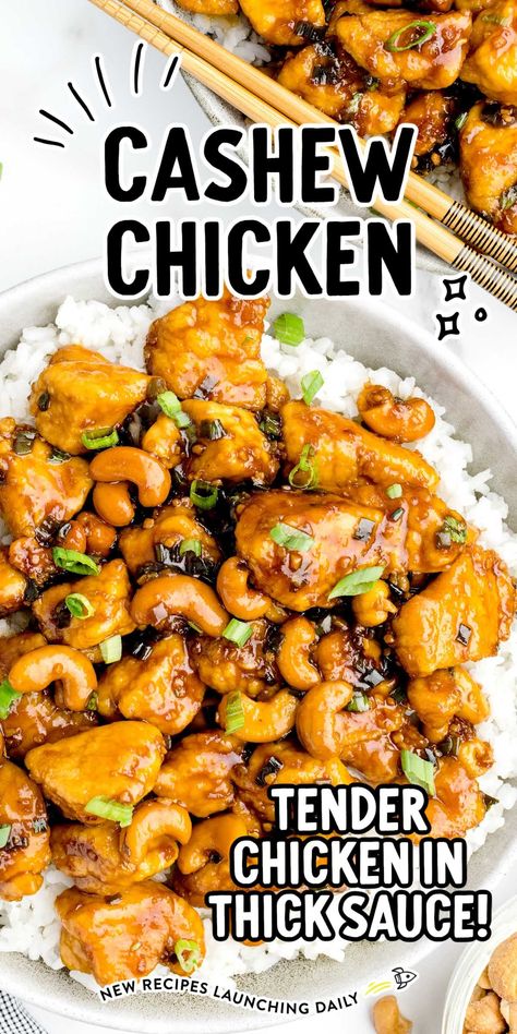 Cashew Chicken Baked Cashew Chicken, Chicken With Cashew Nuts Chinese, Walnut Chicken Chinese, Chicken Cashew, Delicious Entrees, Chicken Lickin, Cashew Recipes, Cashew Chicken Recipe, Chicken Recipes Boneless