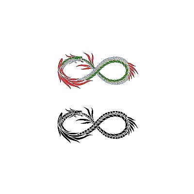 A small easy tattoo design of the infinity symbol made of a Chinese dragon. Infinity Tattoo For Men, Dragon Infinity, Belly Tattoos For Women, Mandala Skull, Targaryen Tattoo, Infinity Symbol Tattoo, Ouroboros Tattoo, Dragon Tattoos For Men, Tattoo Snake