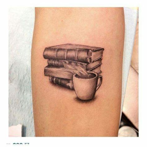 Blatt Tattoos, Tea Tattoo, Bow Tattoo Designs, Bookish Tattoos, Sparrow Tattoo, Literary Tattoos, Kunst Tattoos, Coffee Tattoos, Bow Tattoo