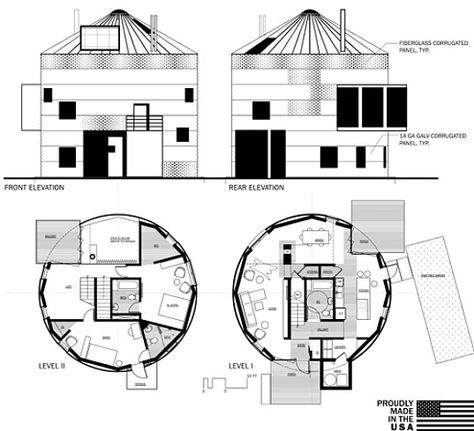 grain silo house Geodesic House, Silo Homes, Cordwood Construction, Bin House, Grain Bin House, Grain Bins, Corn Crib, Silo House, Grain Silo