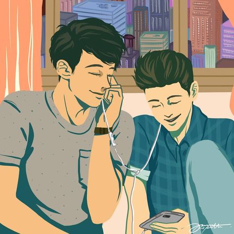 What If It’s Us by Becky Albertalli and Adam Silvera || Hasmaye Marie on Instagram: “Aren't Arthur and Ben the cutest and the most adorable? I've commissioned this art for #BeckyandAdamInPH as a gift for Adam and Becky. My…” Ben And Arthur What If Its Us, What If Its Us Fanart, What If Its Us, Board Header, Adam Silvera, Lgbt Book, Becky Albertalli, Queer Books, Rainbow Rowell