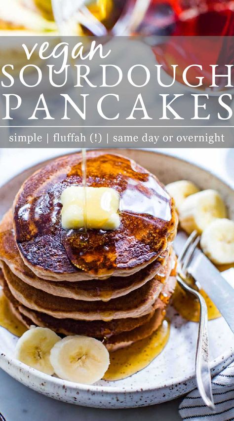 Overnight Pancakes, Sourdough Pancakes Recipe, Vegan Pancake Recipes, Sourdough Pancakes, Slow Morning, Vegan Breakfasts, Boss Motivation, Gluten Free Sourdough, Vegan Salad Recipes