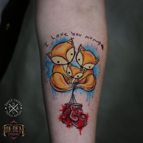 Fox Family Tattoo, Family Tattoo Ideas, Colour Tattoos, Fox Family, Family Tattoo, Fox Tattoo, Family Tattoos, Realism Tattoo, Blackpool