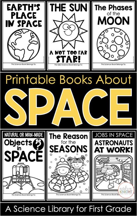 What makes day and night? Does the Sun move? And why does Earth have seasons? If you're working your way through the first grade NGSS for space, check out this blog post. In it, I share our favorite picture books about the Sun, Moon, Earth, astronauts, and more... plus a comprehensive set of interactive student books for a growing science library! They've been designed with key vocabulary, age-appropriate facts, and supportive illustrations. Solar System First Grade, Sun Earth And Moon Craft Space Activity For Kids, Sun And Moon Activities For First Grade, Sun Moon Stars Activities First Grade, Space Unit First Grade, First Grade Space Activities, Space First Grade, Day And Night Activities Kindergarten, Day And Night