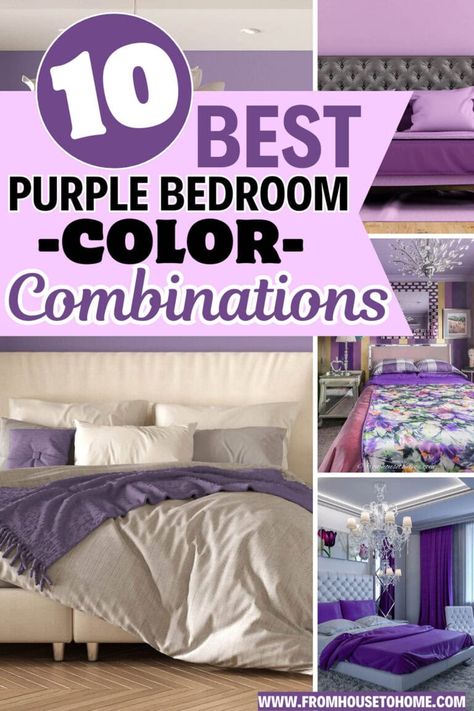 10 Purple Color Combinations That Look Good In A Bedroom | Interior Design Navy And Purple Bedroom, Purple Bedroom Decor Ideas, Romantic Purple Bedroom, Cream Bedroom Decor, Purple Appliances, Purple Headboard, Dark Purple Walls, Purple Bedroom Design, Black Walls Bedroom