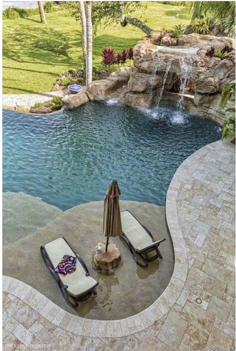 Luxury Pool Deck, Luxury Pool House, Luxury Pools Indoor, Luxury Pools Backyard, Lazy River Pool, Dream Backyard Pool, Luxury Swimming Pools, Small Swimming Pools, Pool Waterfall